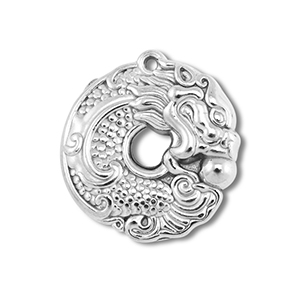 Anh&auml;nger aus Stainless Steel - Rostfreiem Stahl Donut with Dragon Silver