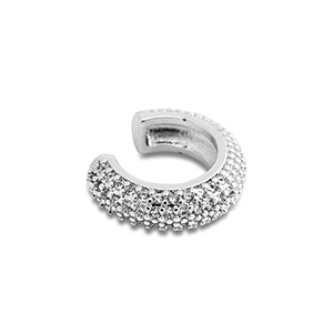 Stainless Steel - Rostfrei Stahl Ohrringe Ear Cuff mit Zirkonia Silver-crystal