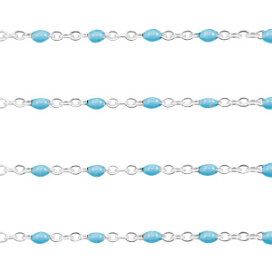 Zubeh&ouml;r aus Stainless Steel - Rostfreiem Stahl Gliederkette 1mm Turquoise green-Silber