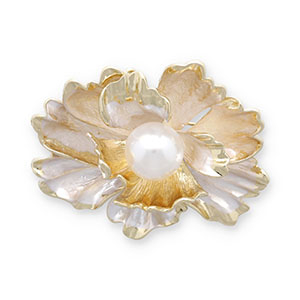 Broschen Flower with Pearl Gold-white