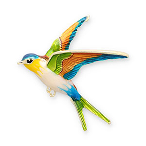 Broschen Swallow Gold-green-orange-blue