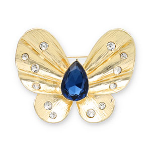 Broschen Butterfly Gold-dark blue-transparent