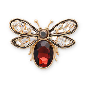 Broschen Butterfly Gold-dark red-grey-transparent