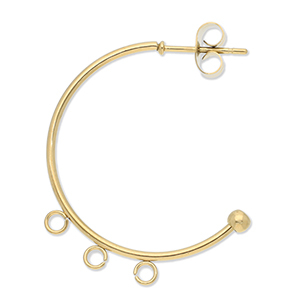 Zubeh&ouml;r aus Stainless Steel - Rostfreiem Stahl Ohrringe Creolen with 3 Loops Gold