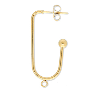 Zubeh&ouml;r aus Stainless Steel - Rostfreiem Stahl Ohrringe / Ohrstecker Oblong Oval with Loop Gold