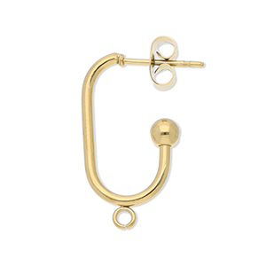 Zubeh&ouml;r aus Stainless Steel - Rostfreiem Stahl Ohrringe / Ohrstecker Oblong Oval with Loop Gold