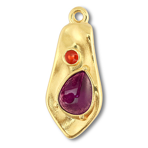 Anh&auml;nger Metall DQ Irregular Gold (Nickelfrei)-purple-red