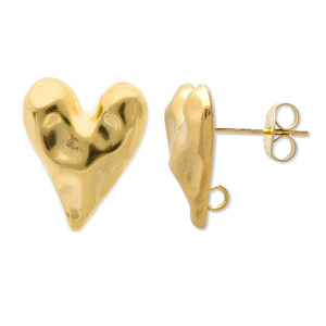 Zubeh&ouml;r aus Stainless Steel - Rostfreiem Stahl Ohrringe / Ohrstecker Heart with Loop Gold