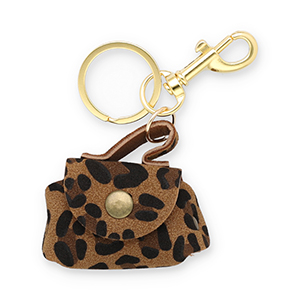 Schl&uuml;sselanh&auml;nger Handbag with Leopard Print Brown-black-gold