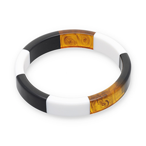 Armb&auml;nder Bangle aus Resin Transparent amber brown-white-black