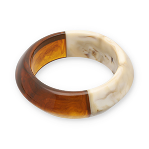 Armb&auml;nder Bangle aus Resin Transparent amber brown-off white-beige
