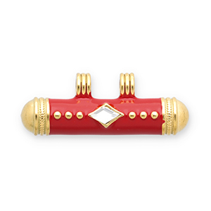 Message Beads Anh&auml;nger aus Stainless Steel - Rostfreiem Stahl Gold-red-transparent