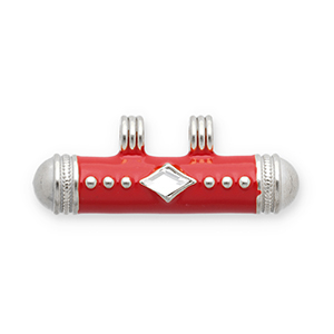 Message Beads Anh&auml;nger aus Stainless Steel - Rostfreiem Stahl Silver-red-transparent