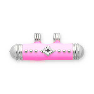 Message Beads Anh&auml;nger aus Stainless Steel - Rostfreiem Stahl Silver-pink-transparent