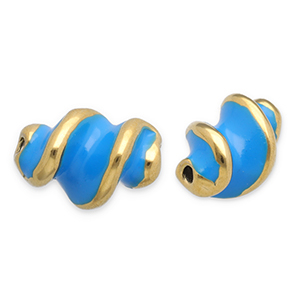 Perlen aus Stainless Steel - Rostfreiem Stahl Twisted Gold-blue