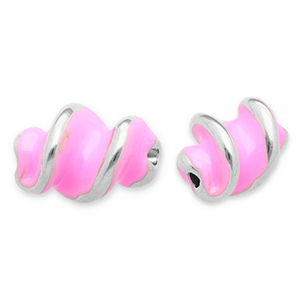 Perlen aus Stainless Steel - Rostfreiem Stahl Twisted Silver-pink