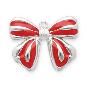 Anh&auml;nger aus Stainless Steel - Rostfreiem Stahl Bow Silver-red