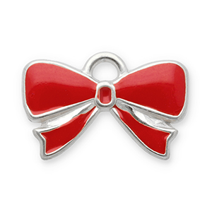 Anh&auml;nger aus Stainless Steel - Rostfreiem Stahl Bow Silver-red