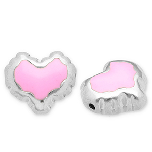 Perlen aus Stainless Steel - Rostfreiem Stahl Heart Silver-pink