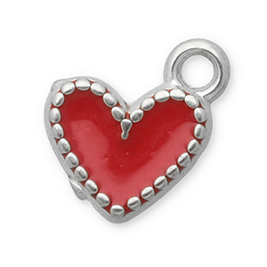 Anh&auml;nger aus Stainless Steel - Rostfreiem Stahl Heart Silver-red