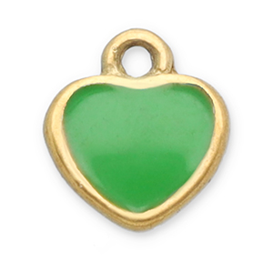Anh&auml;nger aus Stainless Steel - Rostfreiem Stahl Heart Gold-light green