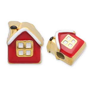 Perlen aus Stainless Steel - Rostfreiem Stahl House Gold-red-white