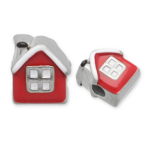 Perlen aus Stainless Steel - Rostfreiem Stahl House Silver-red-white