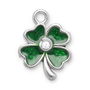 Anh&auml;nger aus Stainless Steel - Rostfreiem Stahl Clover Silver-dark green