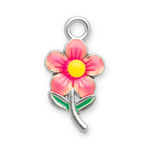 Anh&auml;nger aus Stainless Steel - Rostfreiem Stahl Flower Silver-light pink-yellow