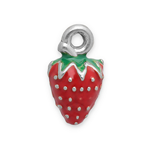 Anh&auml;nger aus Stainless Steel - Rostfreiem Stahl Strawberry Silver-red-green