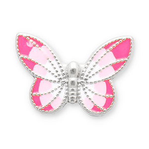 Perlen aus Stainless Steel - Rostfreiem Stahl Butterfly Silver-pink-white