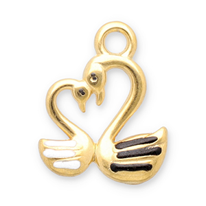 Anh&auml;nger aus Stainless Steel - Rostfreiem Stahl Swan Gold-black-white