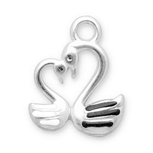 Anh&auml;nger aus Stainless Steel - Rostfreiem Stahl Swan Silver-black-white
