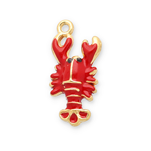 Anh&auml;nger aus Stainless Steel - Rostfreiem Stahl Lobster Gold-red-black