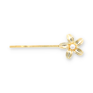Haarschmuck Haarklammer Flower with Imitation Pearl Gold-white