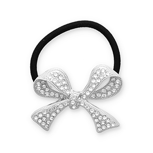 Haarschmuck Haargummi mit Metall Bow with Strass Silver-black-transparent