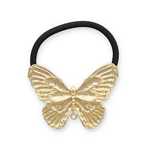 Haarschmuck Haargummi mit Metall Butterfly Gold-black