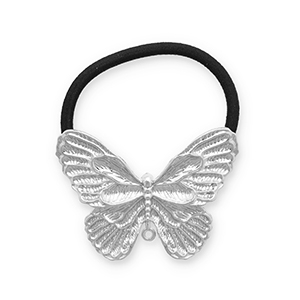 Haarschmuck Haargummi mit Metall Butterfly Silver-black