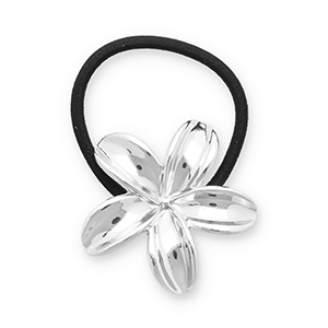 Haarschmuck Haargummi mit Metall Flower Silver-black