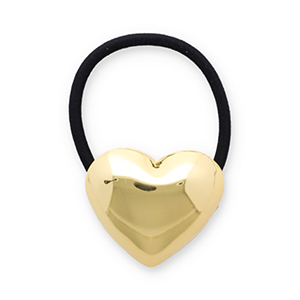 Haarschmuck Haargummi mit Metall Heart Gold-black