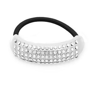 Haarschmuck Haargummi mit Metall with Strass Silver-black-transparent