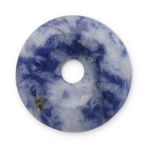 Anh&auml;nger Naturstein Sodalith und Mikrokline Donut 16mm Blue-white