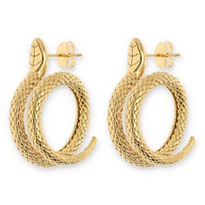 Stainless Steel - Rostfrei Stahl Ohrringe / Ohrstecker Snake Gold