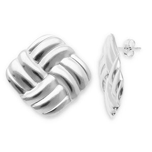 Stainless Steel - Rostfrei Stahl Ohrringe / Ohrstecker Square Silver