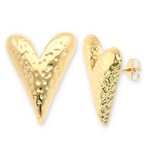 Stainless Steel - Rostfrei Stahl Ohrringe / Ohrstecker Heart Gold