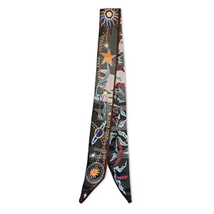 Bandana Schal with Stars/Leaves Dark green-brown