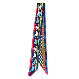 Bandana Schal with Horses Blue-red-yellow
