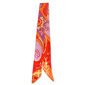 Bandana Schal with Flower Orange-lilac-red