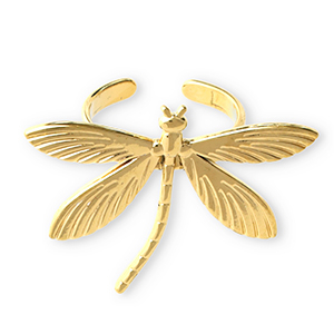 Stainless Steel - Rostfrei Stahl Ringe Dragonfly Gold
