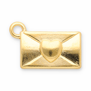 Anh&auml;nger Metall DQ Envelope with Heart Gold (Nickelfrei)